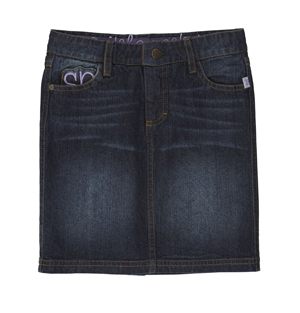 Denim Skirt - Distressed Dark Wash w/ Built-In Shorts