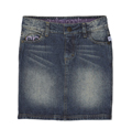 Denim Skirt - Distressed Medium Wash