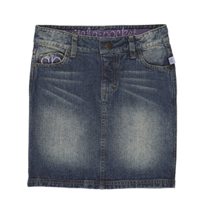 Denim Skirt - Distressed Medium Wash